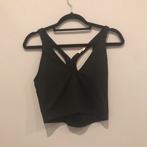 Urban Outfitters Black Cropped V-Neck Top